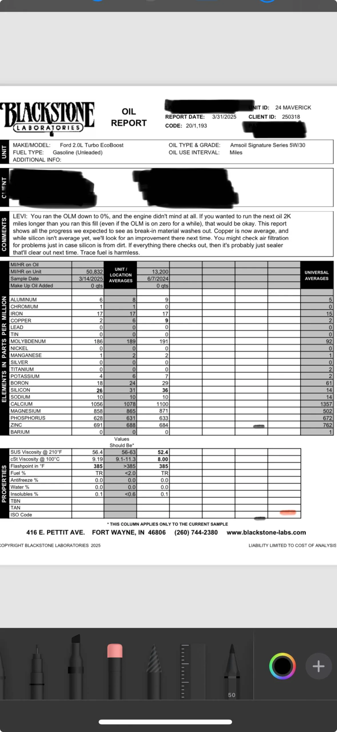 Ford Maverick Blackstone Oil Report at 50k Miles (2024 EcoBoost Maverick) IMG_0198