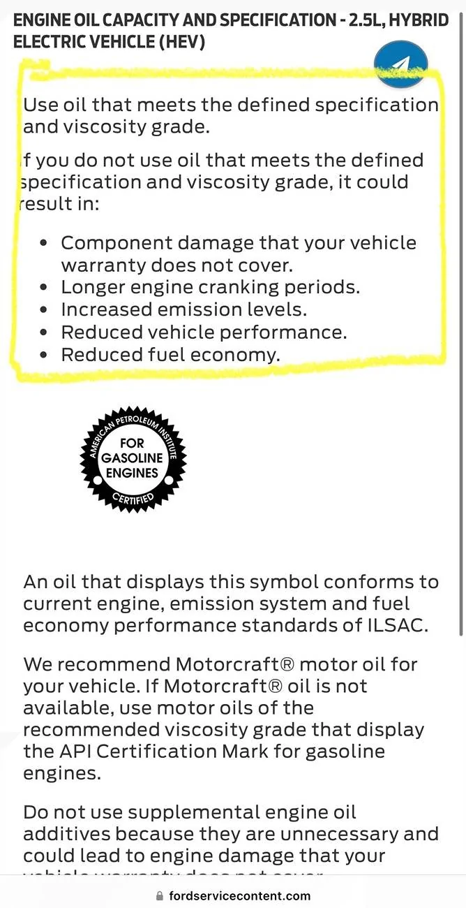 Ford Maverick 2.5L Hybrid - Change to 5W-30 oil IMG_2201
