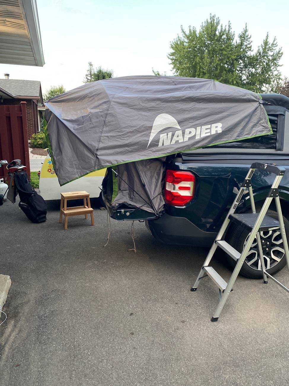 Ford Maverick Flated Air-Topper Bed Canopy Installed IMG_9034