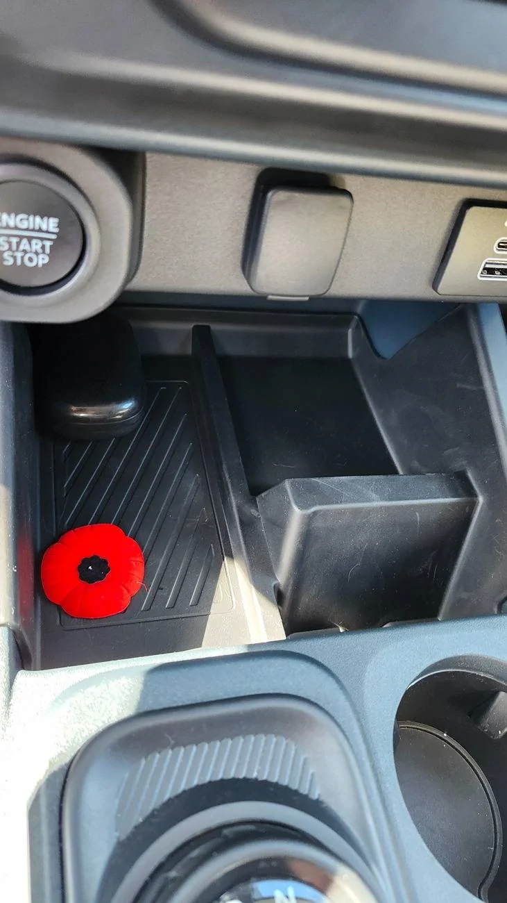 Ford Maverick Mabett Mud flaps and center console storage tray installed 20250406_155414