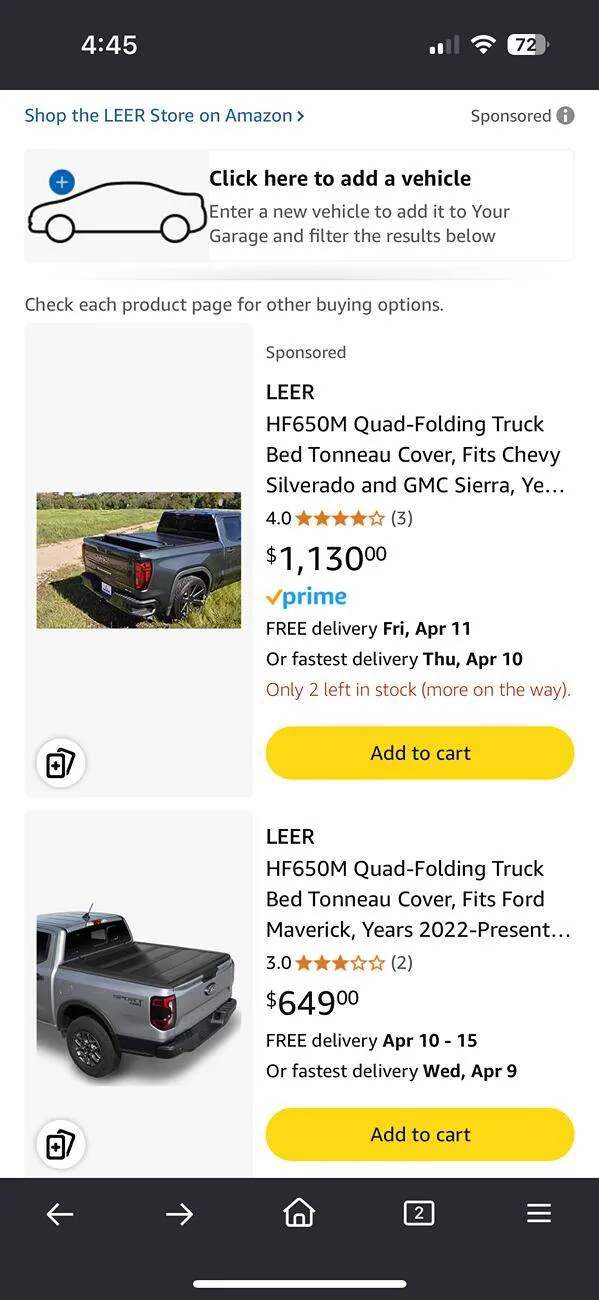 Ford Maverick Leer HF650M Tonneau Cover HALF PRICE at Amazon IMG_7251