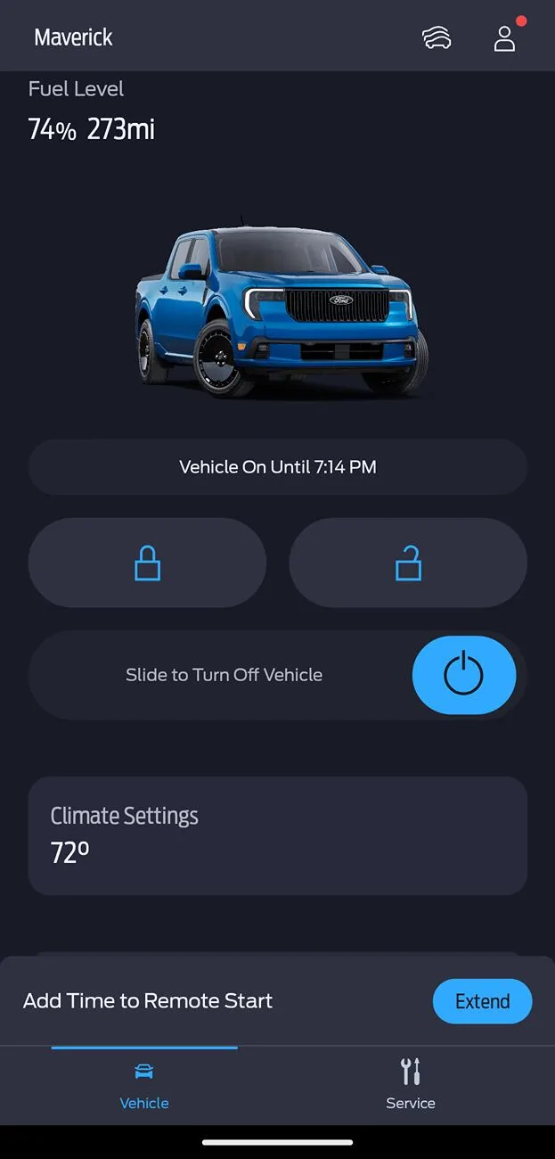 Ford Maverick Ford Pass- adjust temperature / climate settings Screenshot_20250409-185918