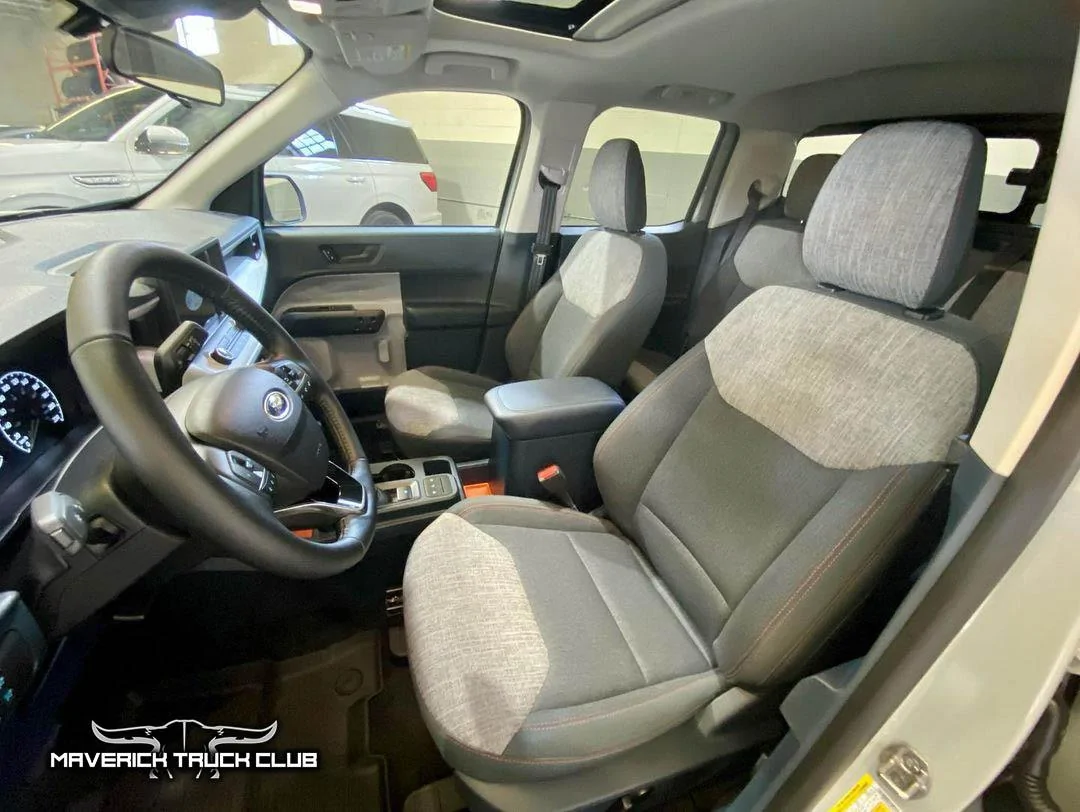 Ford Maverick Pics: Cactus Gray Maverick Lariat & XLT Hybrid w/ Spray Bed Liner and Bed Extender Gray cloth interior Cactus Gray 2022 Maverick XLT hybrid