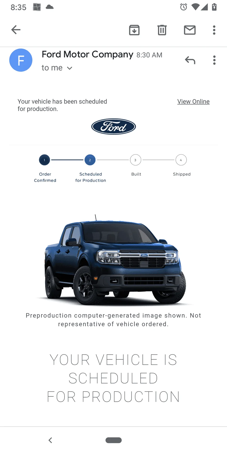 Ford Maverick Post Your Scheduled For Production & VIN Assigned 2022 Maverick Order! 🤩 Screenshot_20210729-083541