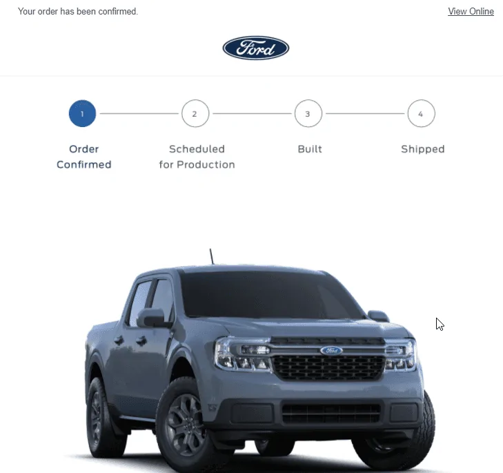 Ford Maverick Order date vs. Confirmation date 1627924336152