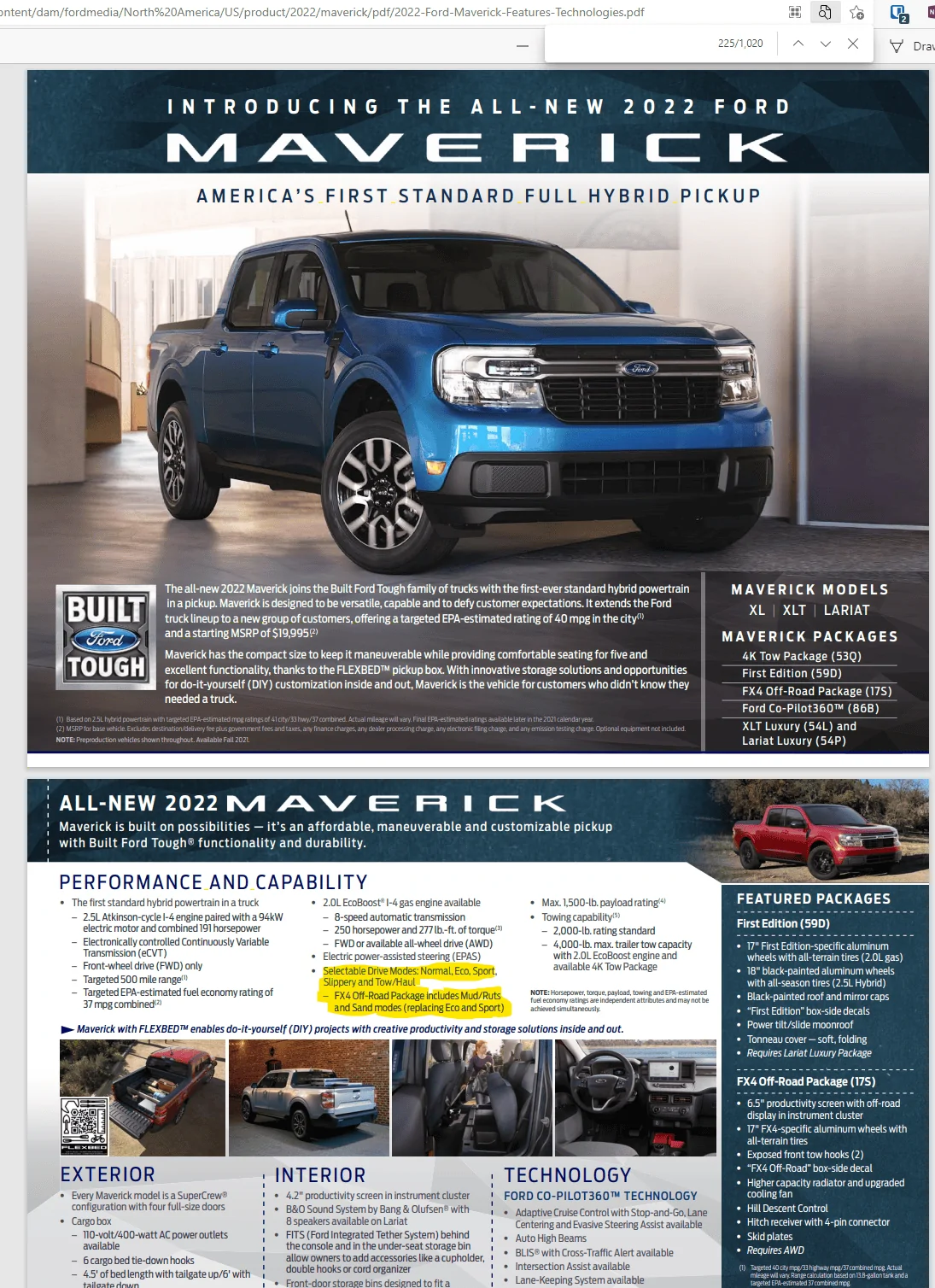 Ford Maverick Latest 2022 Ford Maverick Order Guide - U.S. & Canada 1627996936459