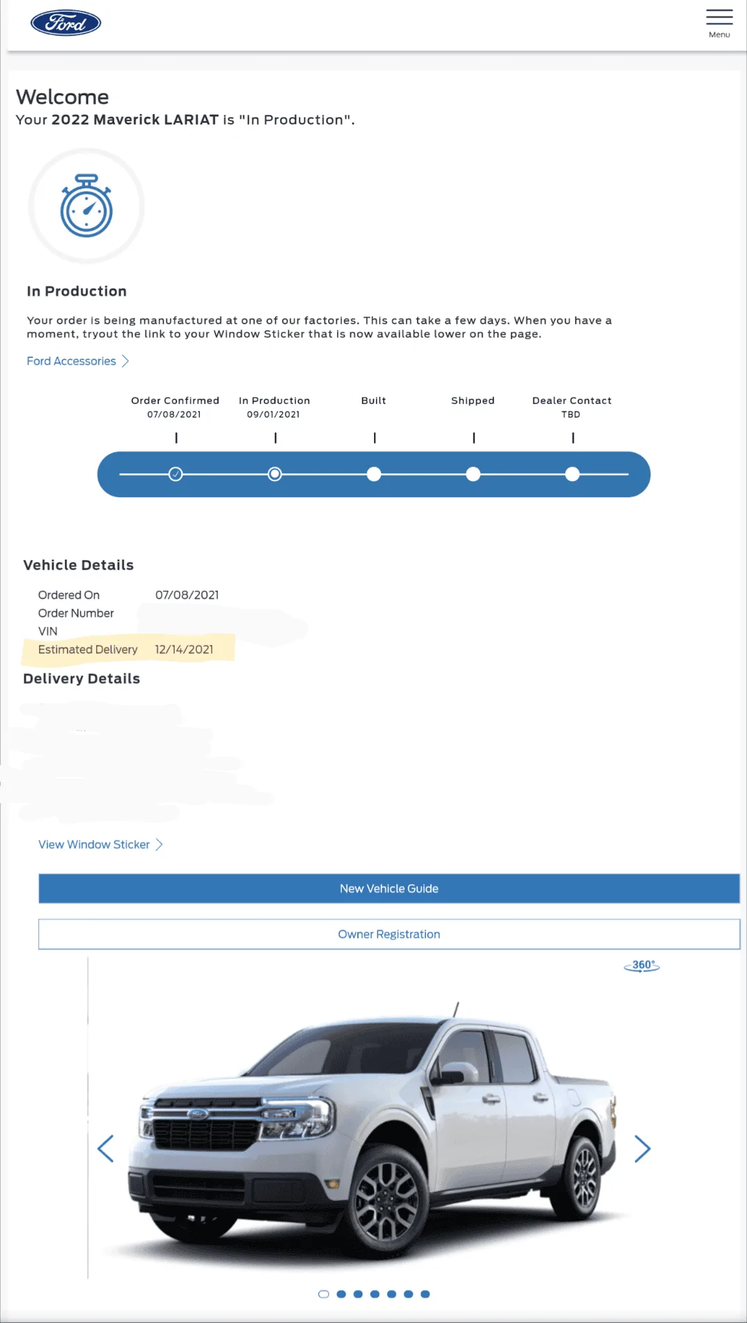 Ford Maverick Has anyone with a Hybrid September production date received a build confirmation? Screenshot_20211201-082646~2
