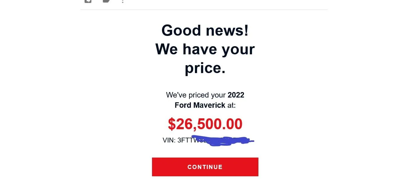 Ford Maverick Anyone try their luck selling on Carvana, Vroom, etc.? vroom