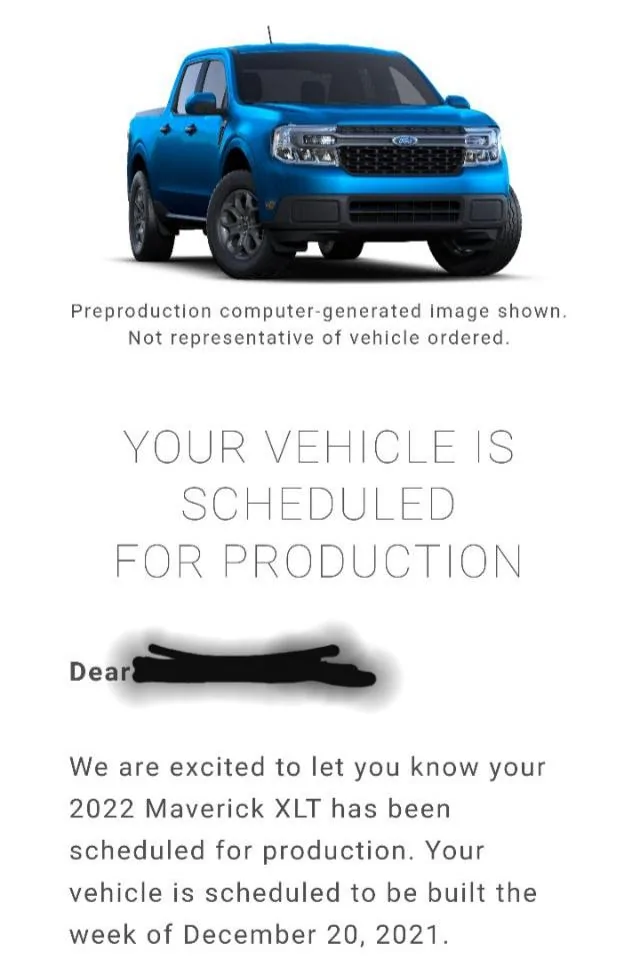 Ford Maverick 📣 12/2 Scheduling Email Received Group [Emails Arriving!!] 20211202_111428