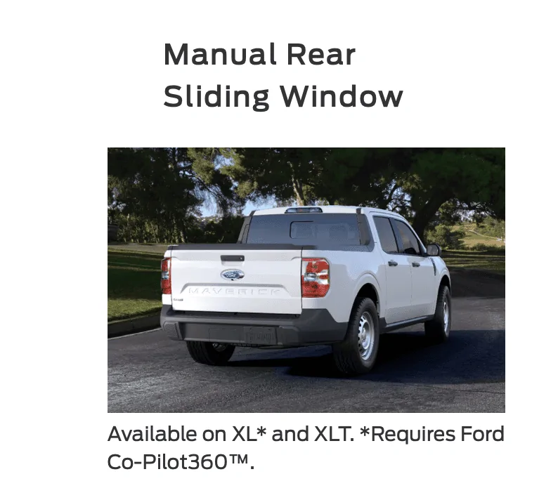 Ford Maverick Manual Rear Sliding Window - CoPilot 360 Required?? Screen Shot 2021-12-02 at 2.56.54 PM
