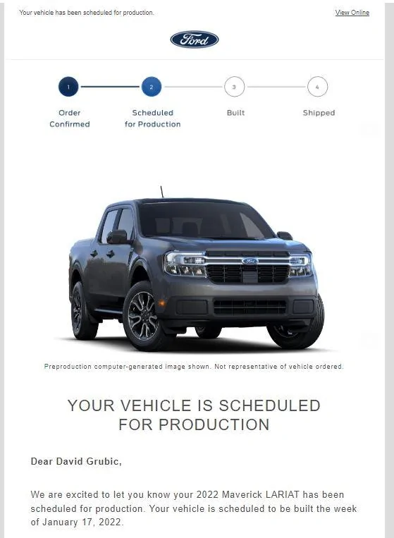 Ford Maverick 📣 12/2 Scheduling Email Received Group [Emails Arriving!!] Captur