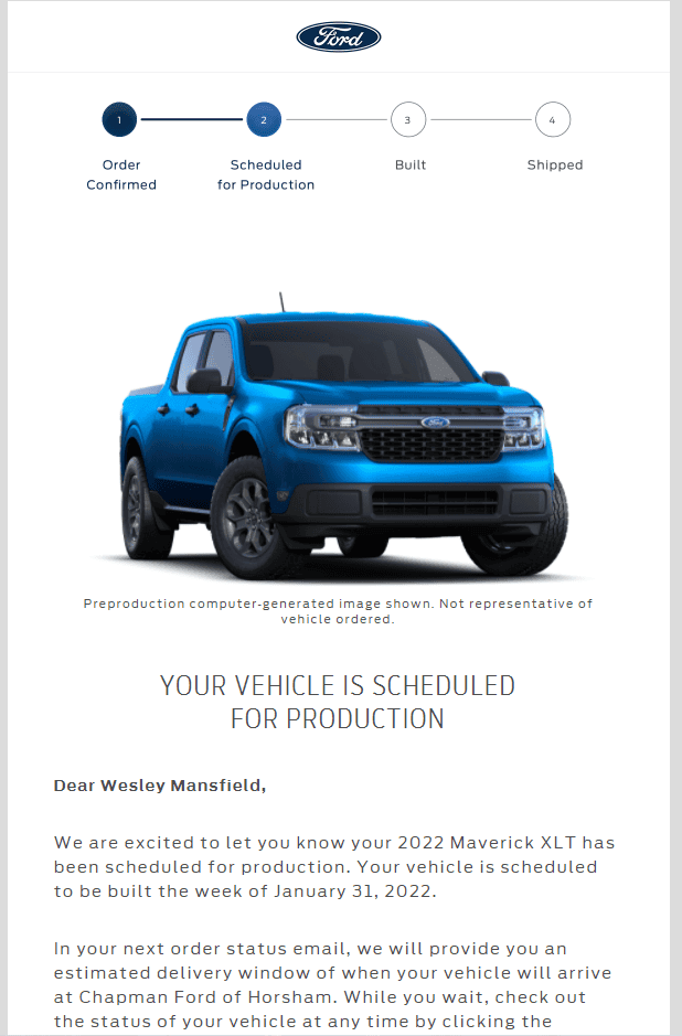 Ford Maverick 📣 12/2 Scheduling Email Received Group [Emails Arriving!!] Mav Scheduled.PNG