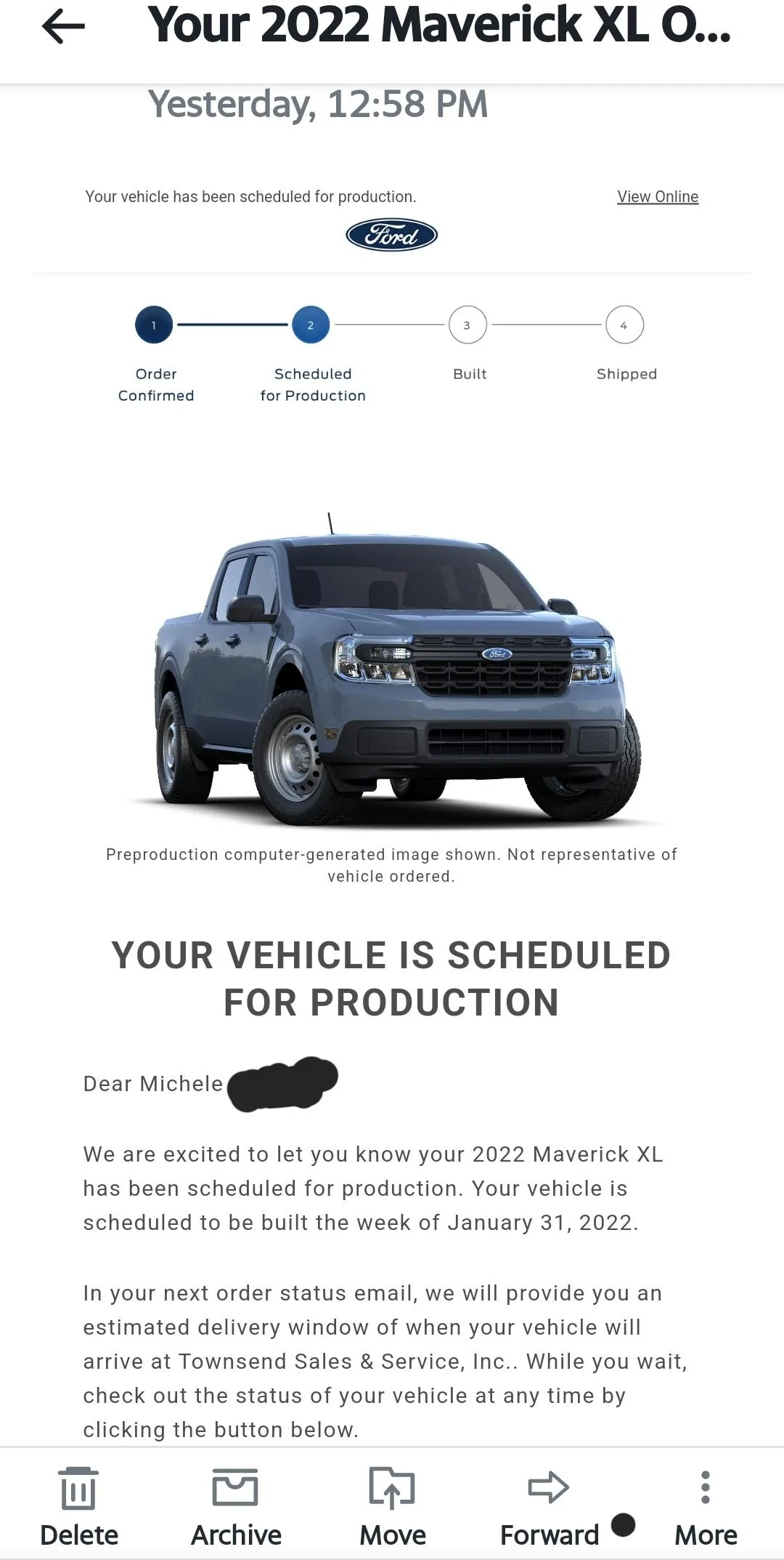 Ford Maverick 📣 12/2 Scheduling Email Received Group [Emails Arriving!!] Screenshot_20211203-091534_AOL