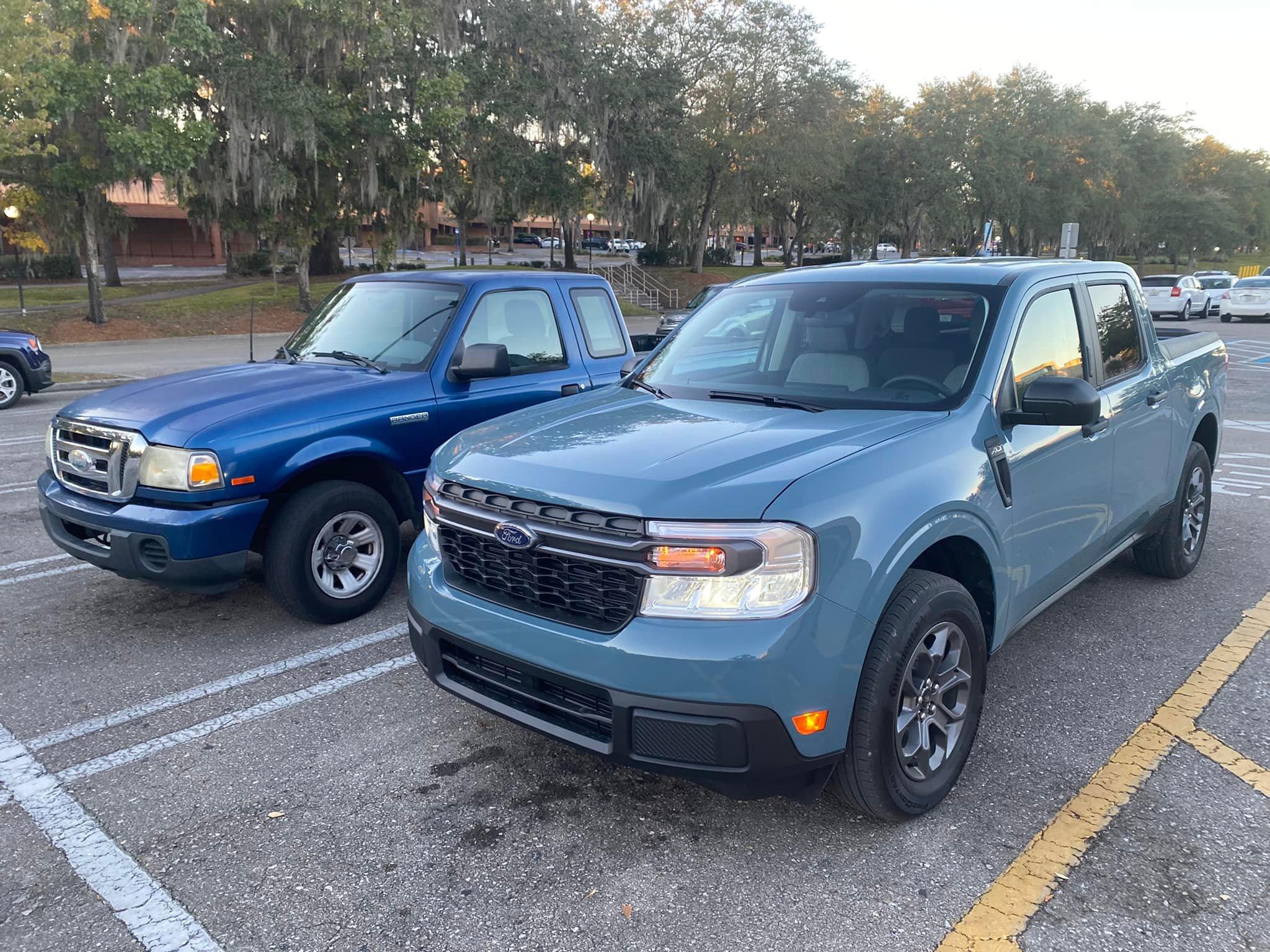 Ford Maverick Maverick poses with spiritual predecessor 2000 Ford Ranger 258050831_10226130870880277_1886444980580265755_n