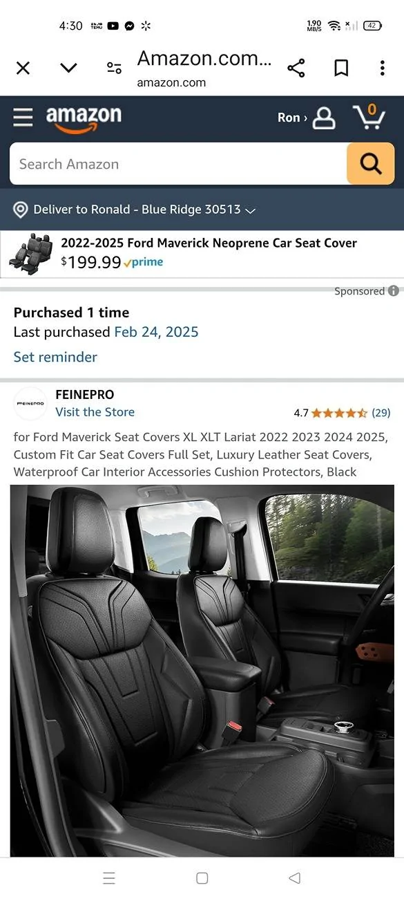 Ford Maverick Seat covers best recommendations? Screenshot_2025-04-01-16-30-25-85_40deb401b9ffe8e1df2f1cc5ba480b12