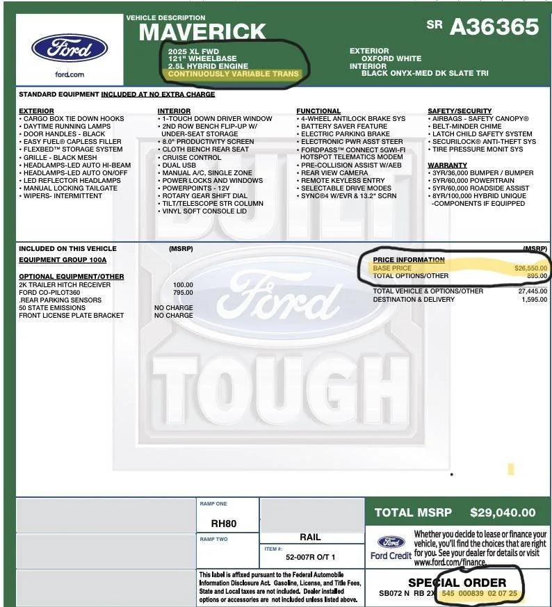 Ford Maverick 2025 Hybrids – all with HF55 CVT??? Mav1