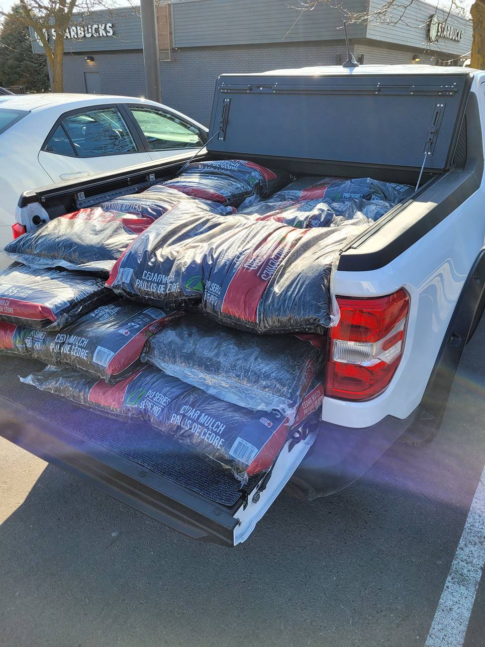 Ford Maverick Hauled 60cu.ft. in the bed below the bedrails 20250422_173550