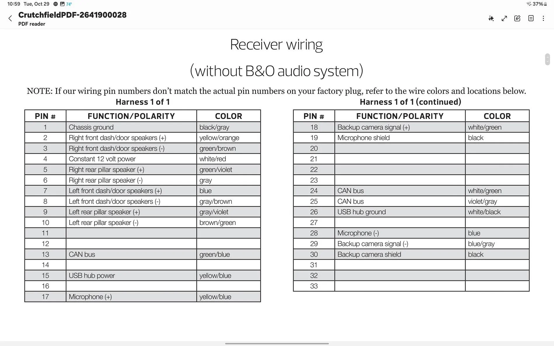 Ford Maverick Where to tap speaker lines on 2025 XL Hybrid? Screenshot_20241029_225936_Samsung Notes