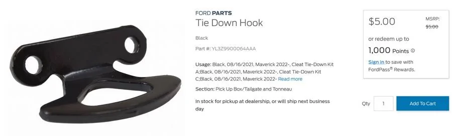 Ford Maverick Adding Bed Tie-Downs to 2025 XL -- DIY Instructions Writeup tiedown