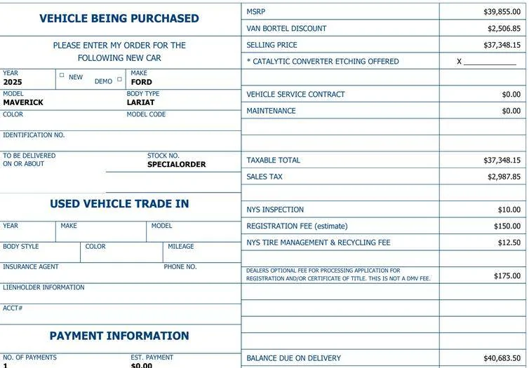 Ford Maverick Good deal? Ordering 25' LARIAT 1746023320068-c0