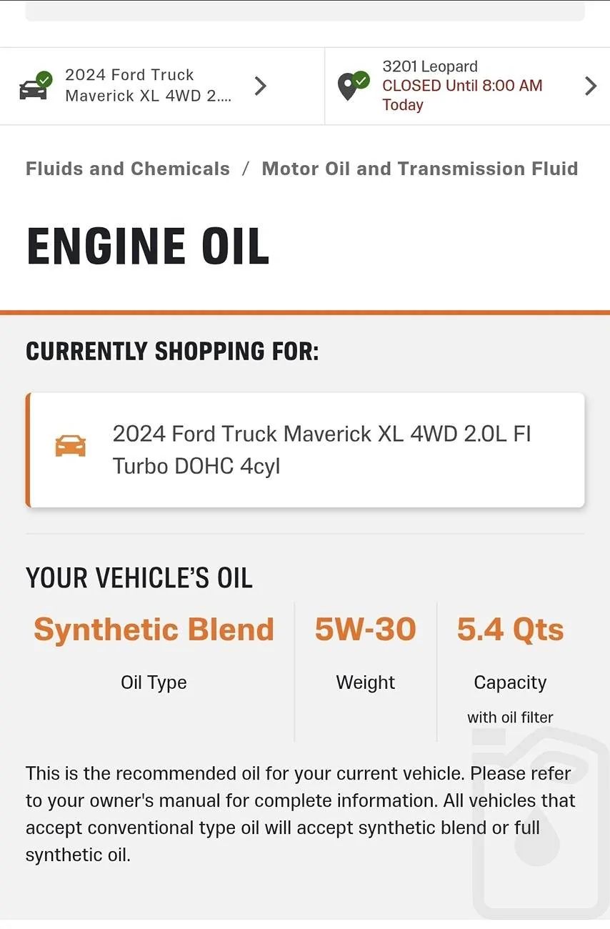 Ford Maverick 24 Eco XL NOT Compatible Oil Screenshot_20250509_060639_Chrom