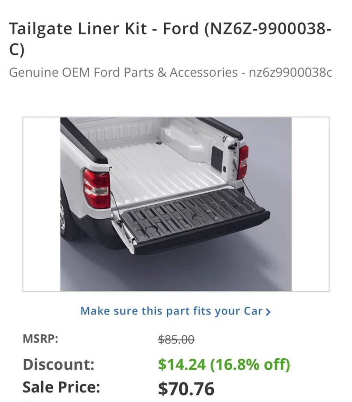 Ford Maverick Ford OEM Tailgate liner. $30 picked up in NW Houston IMG_2312