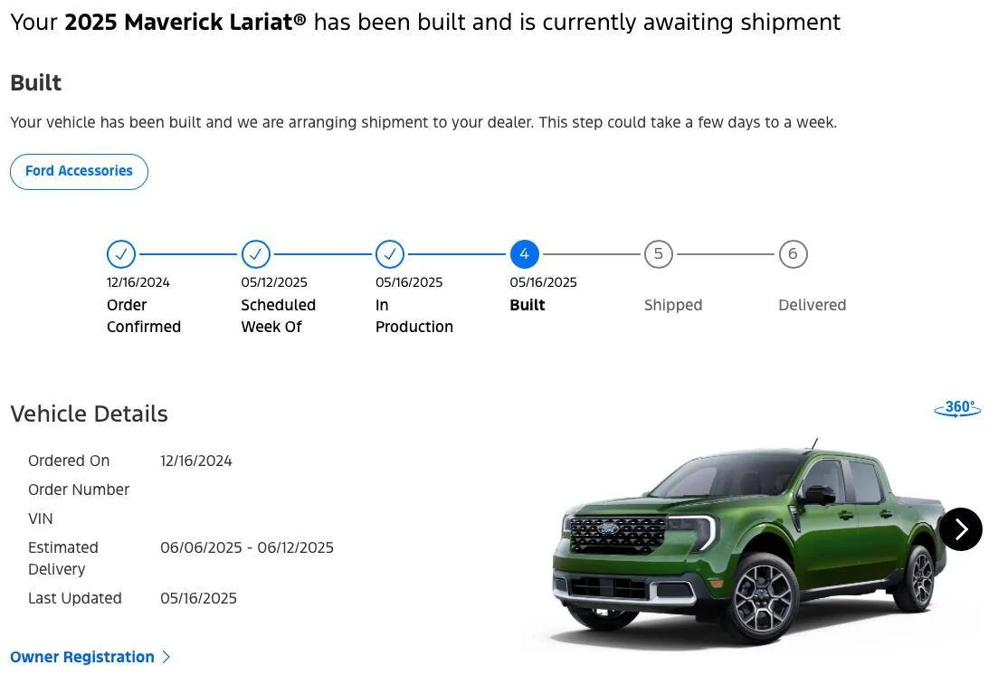Ford Maverick What was/is your wait time for your order? Screenshot 2025-05-19 at 9.56.22 AM