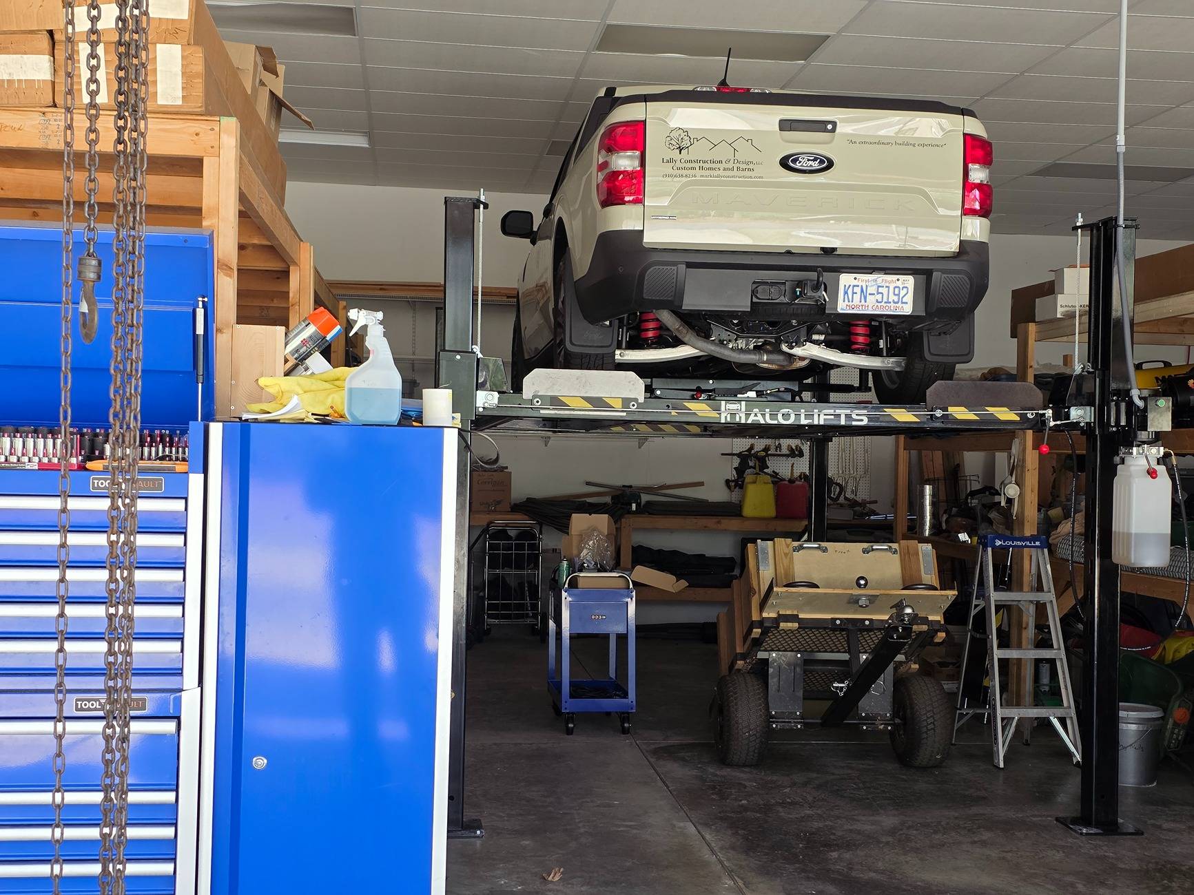 Ford Maverick 2025 AWD hybrid Maverick - air bag suspension and compressor(s) install. Maverick on lift