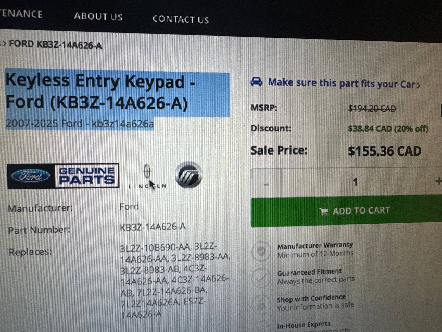 Ford Maverick Adding a Key Pad 2025  xlt IMG_0563