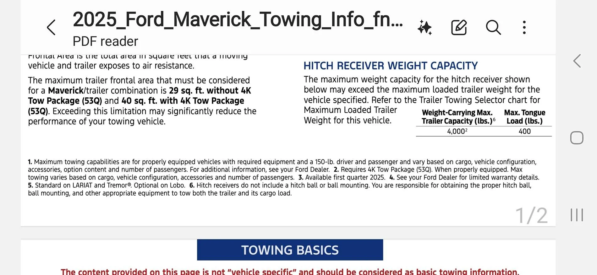 Ford Maverick Looking for a ball mount for my 2025 Maverick Screenshot_20250522_084930_Samsung Notes