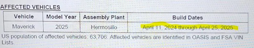 Ford Maverick Latest recall? Securing the passenger airbag disable indicator padi lamp to the instrument bezel 1748046963475-4a