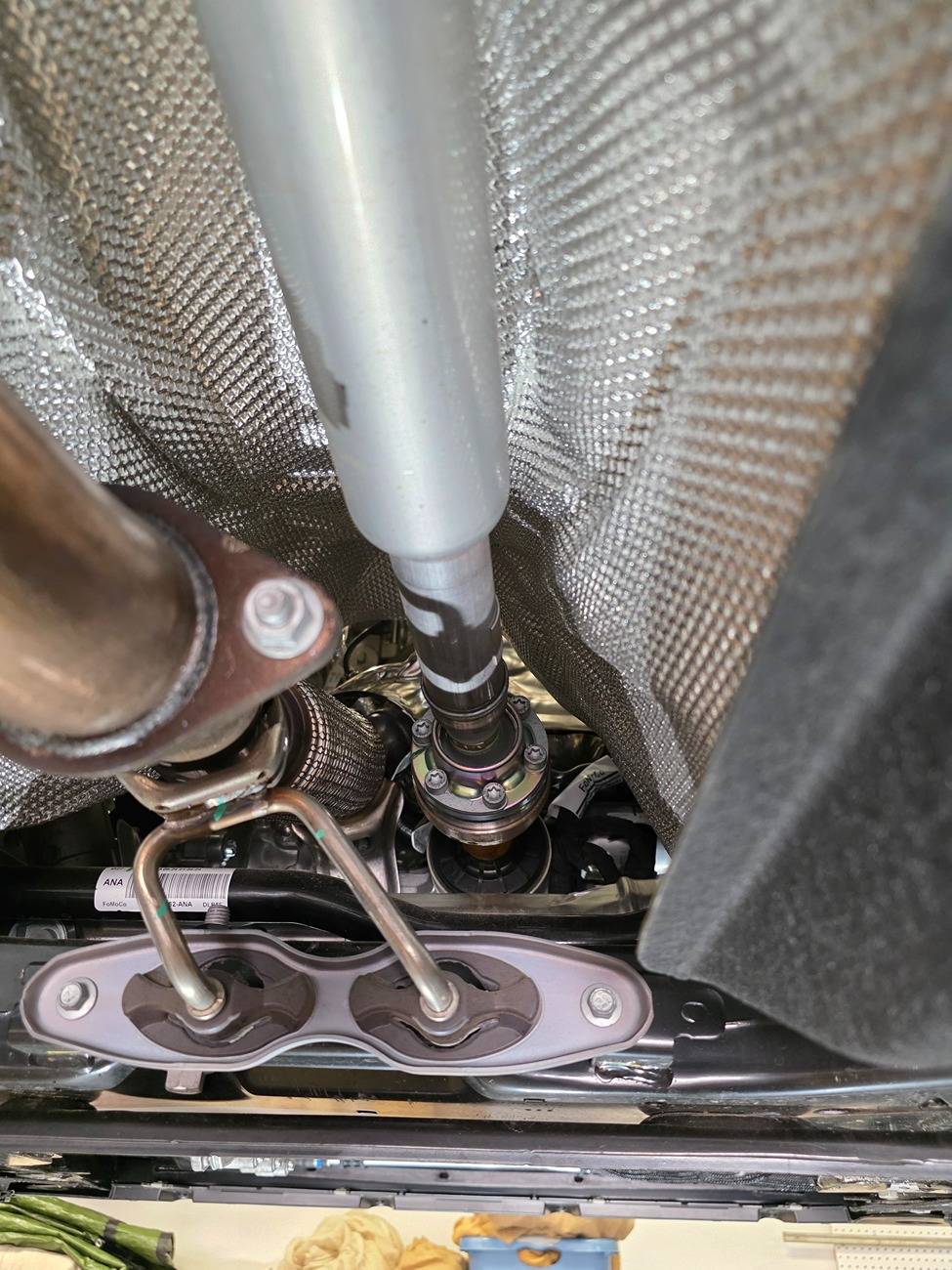 Ford Maverick 2025 Hybrid AWD underside pictures. Front drive shaft