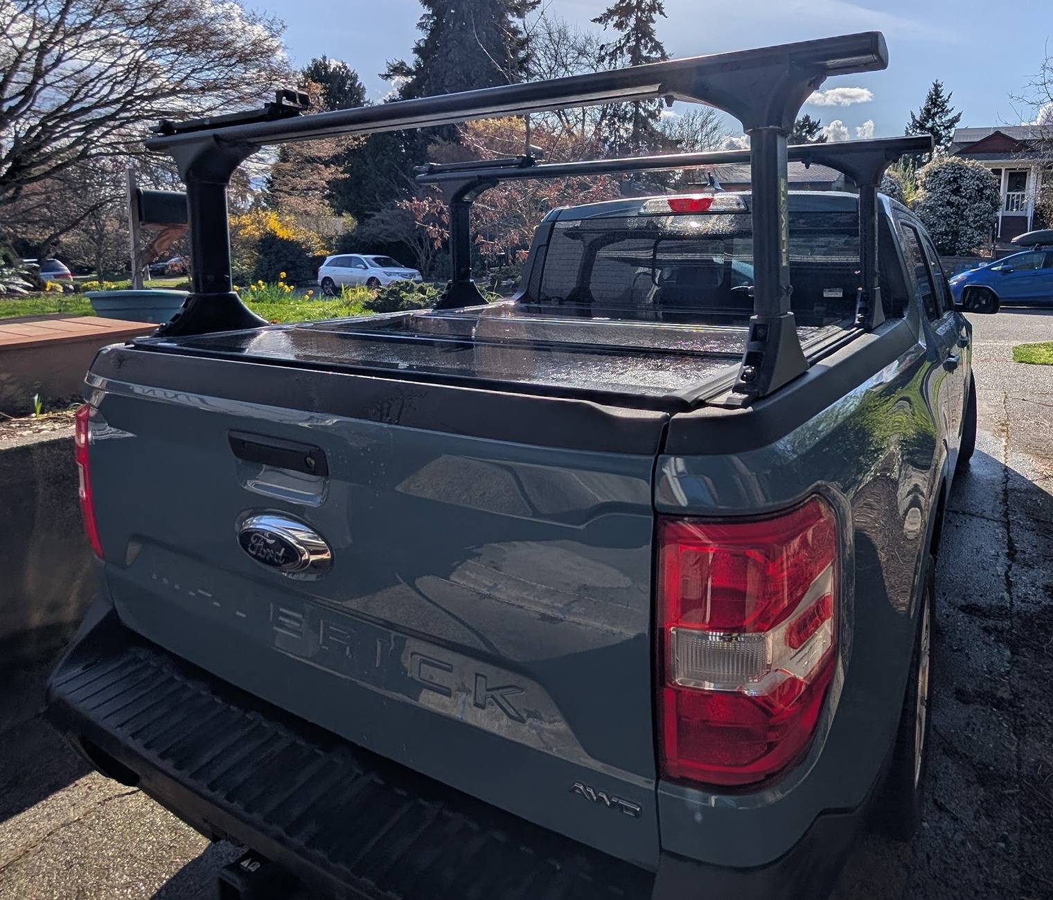 Ford Maverick $400 OEM hard tonneau cover, $300 Truxedo Elevate CS Rack, $600 for both 0
