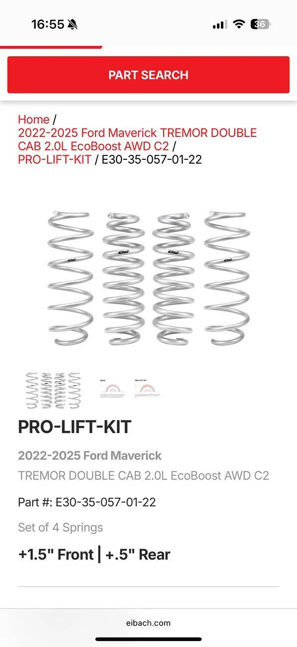Ford Maverick 2023 Tremor with Eibach Pro Lift Kit Springs IMG_0120