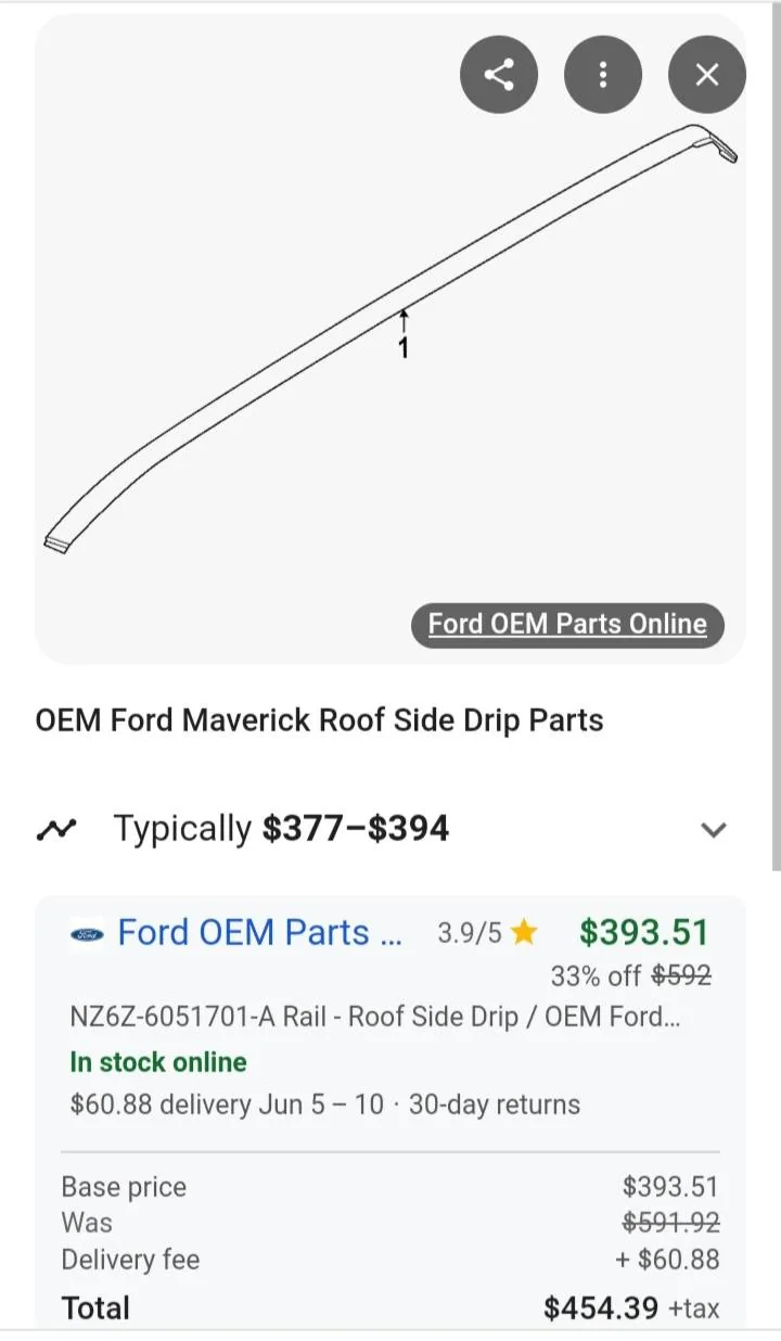 Ford Maverick Missing trim above rear window - anyone else? 20250531_082611