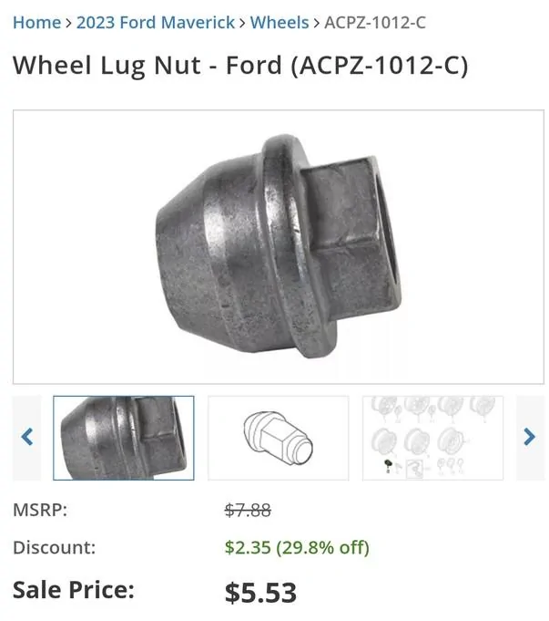Ford Maverick Need someone to verify these will work with steelies Screenshot 2024-07-23 174840Maverick steelie lug nut 