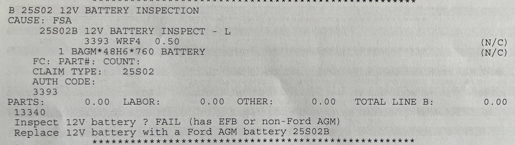 Ford Maverick '22 battery replaced after recall inspection IMG_8788