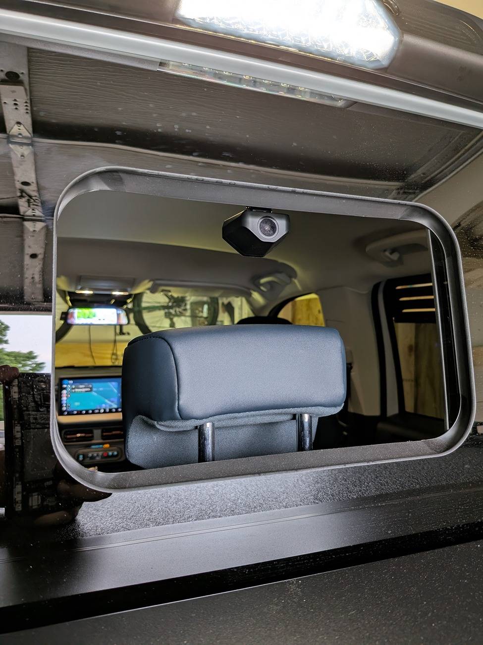 Ford Maverick Wolfbox (or maybe any) rear view camera - 3D print mount avoiding the rear 5th sliding window PXL_20250605_001840914