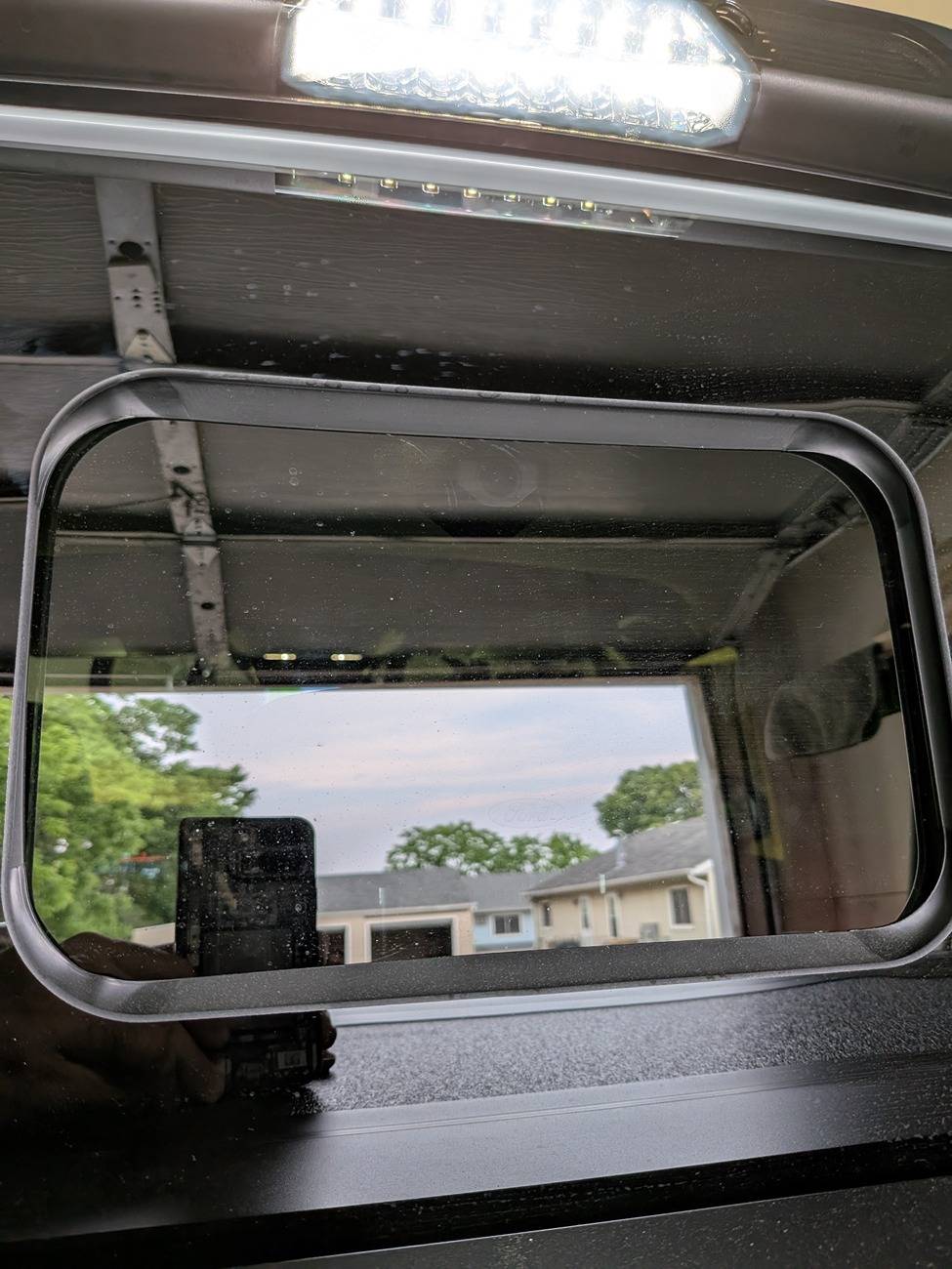 Ford Maverick Wolfbox (or maybe any) rear view camera - 3D print mount avoiding the rear 5th sliding window PXL_20250605_001916058