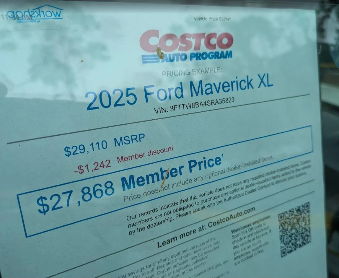 Ford Maverick ’25 XL — Costco Auto Program Screenshot 2025-06-05 130700