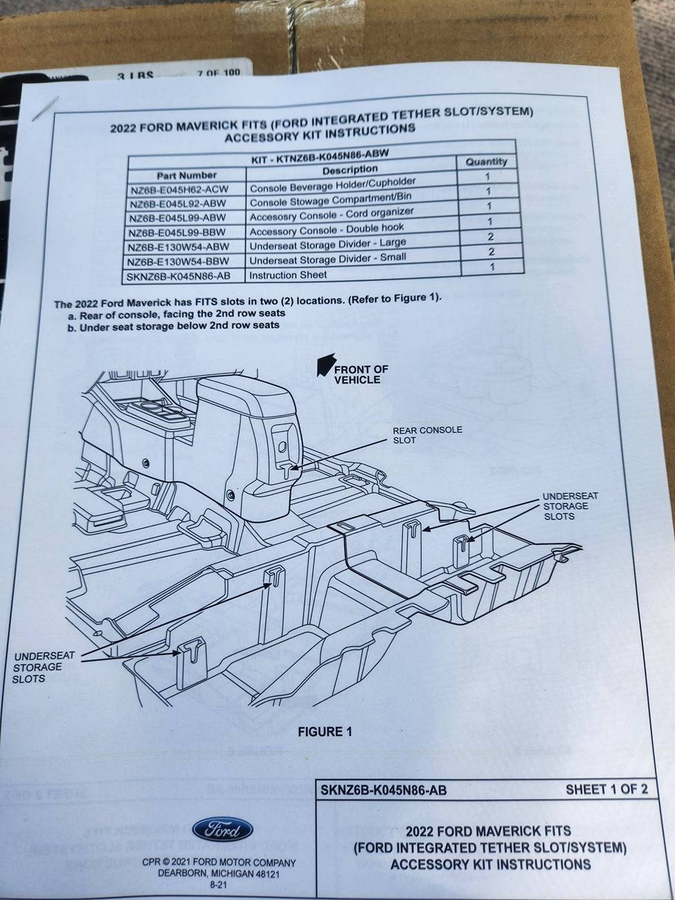 Ford Maverick Ford Fits 8 Piece Interior Organizer Kit 20250608_101821
