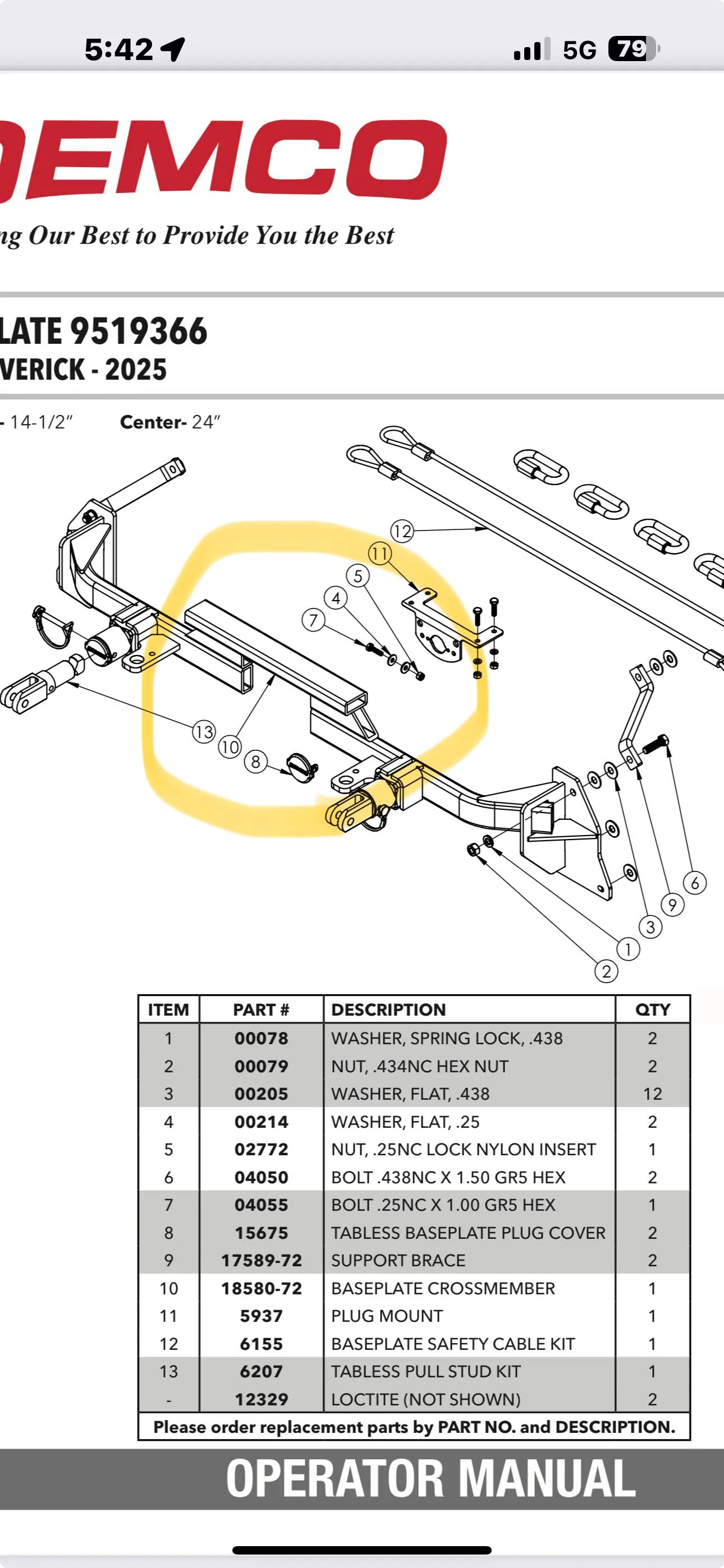 Ford Maverick Demco baseplate for 2025 LARIAT IMG_4680
