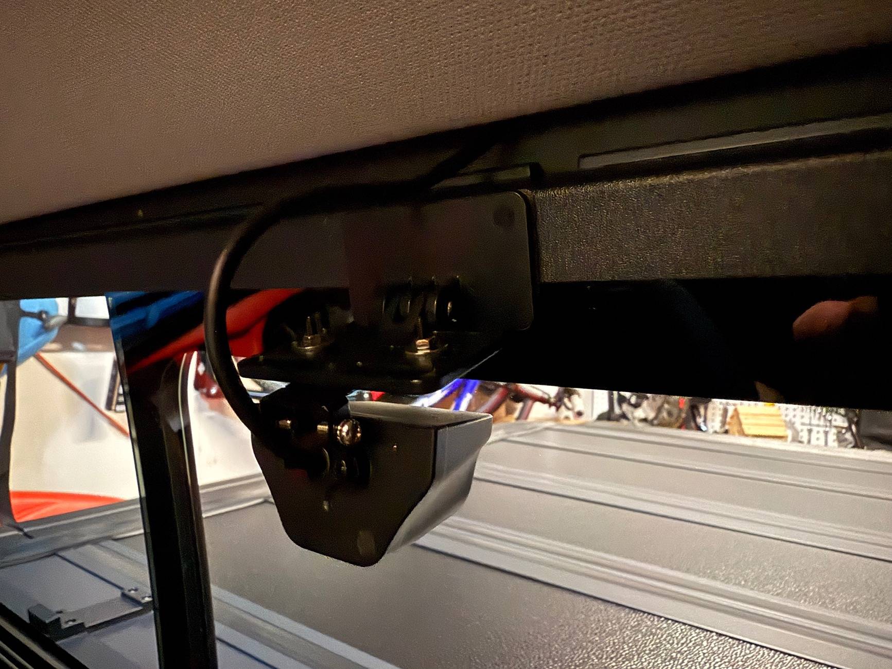 Ford Maverick Wolfbox (or maybe any) rear view camera - 3D print mount avoiding the rear 5th sliding window IMG_3127