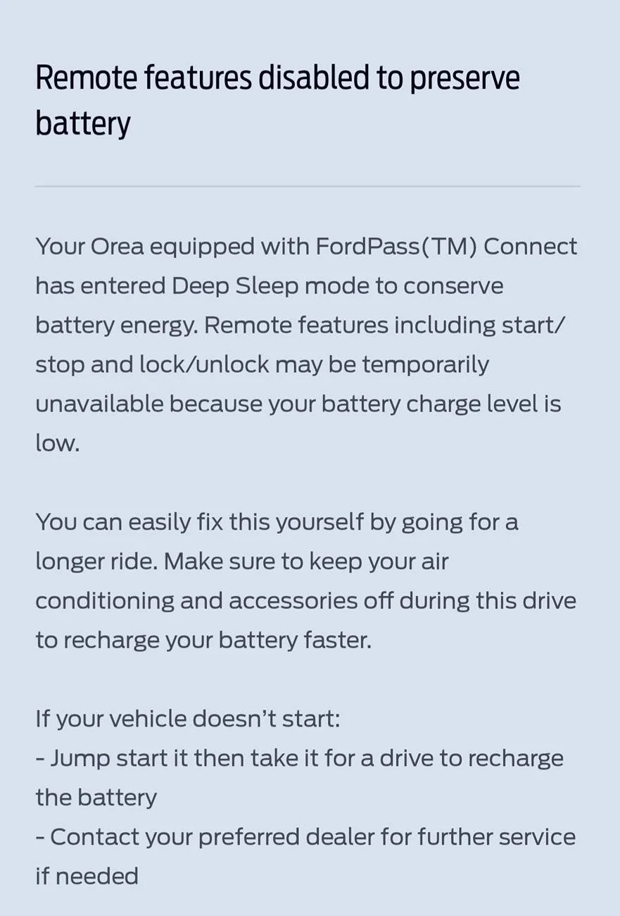 Ford Maverick Deep Sleep Warning... but not... Screenshot_20250611_093949_FordPass