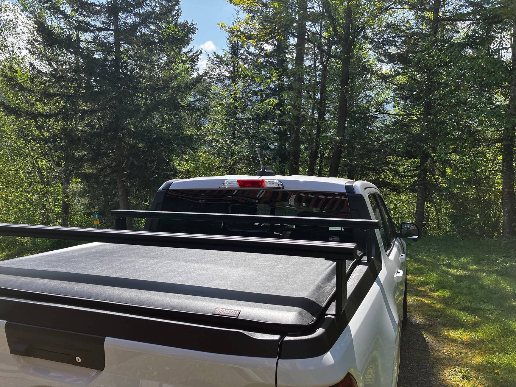 Ford Maverick Roof rack, elevated bed rack, tonneau cover installed IMG_1445