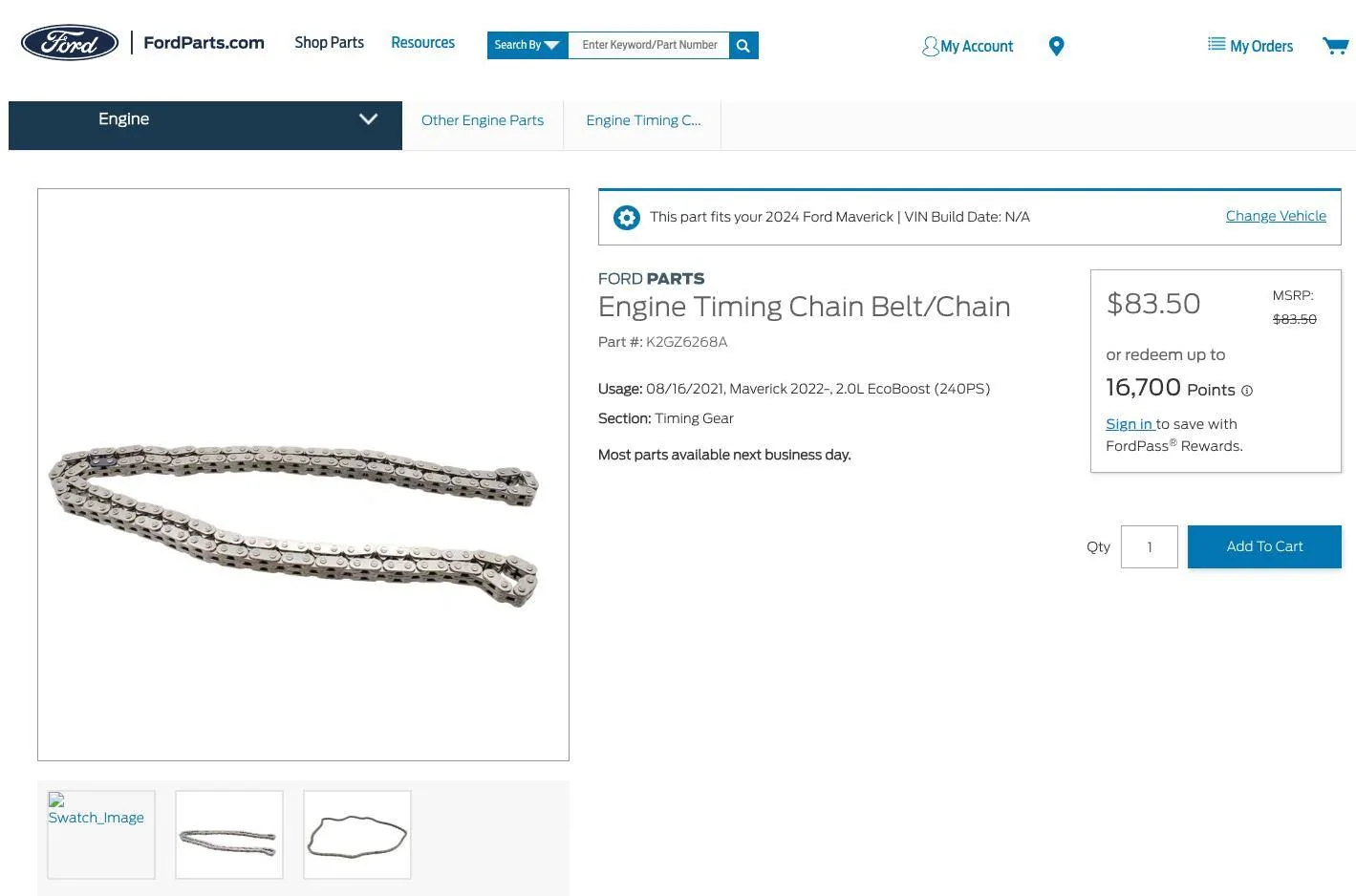 Ford Maverick Timing belt timing chain