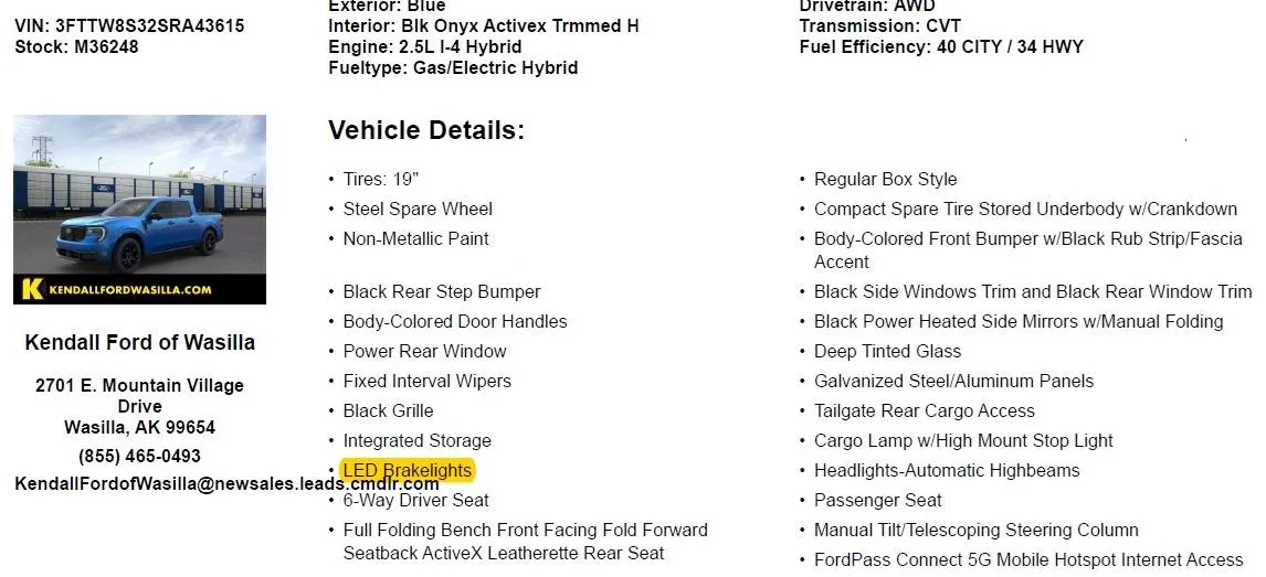 Ford Maverick New LED bulbs From Lasfit to fit Maverick Dealer website My Maverick LARIAT