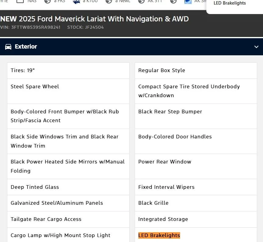 Ford Maverick New LED bulbs From Lasfit to fit Maverick Dealer website Maverick LARIAT