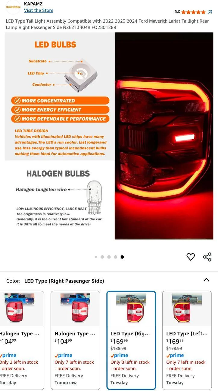 Ford Maverick Question. Aftermarket Smoked LED Taillights for XLT? 1000031365