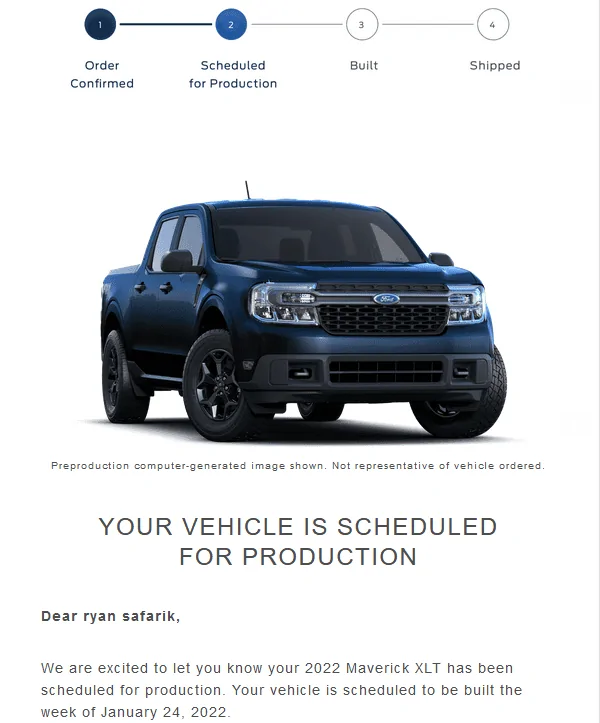 Ford Maverick 📣 12/2 Scheduling Email Received Group [Emails Arriving!!] ford